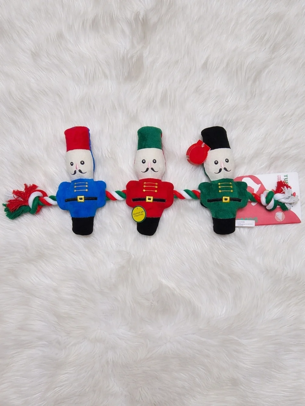 Christmas Nutcracker Squeeker Plush Dog Toy with Rope New with Tags 24